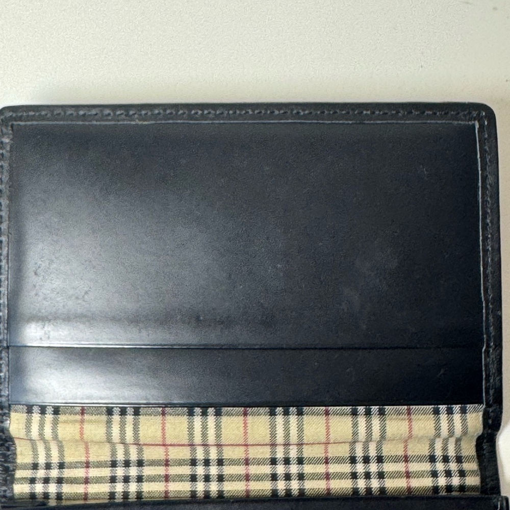 Burberry Unisex Black Canvas Card Holder With Leather Trim & Checkered Interior - Picture 9 of 12